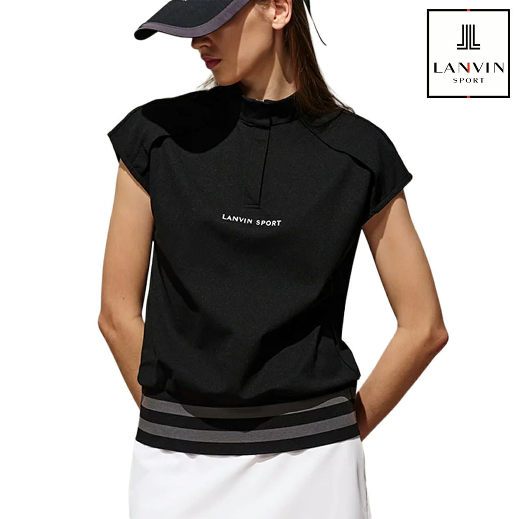 LANVIN SPORT ハーフジップ ノースリーブシャツ着用イメージ（ブラック）