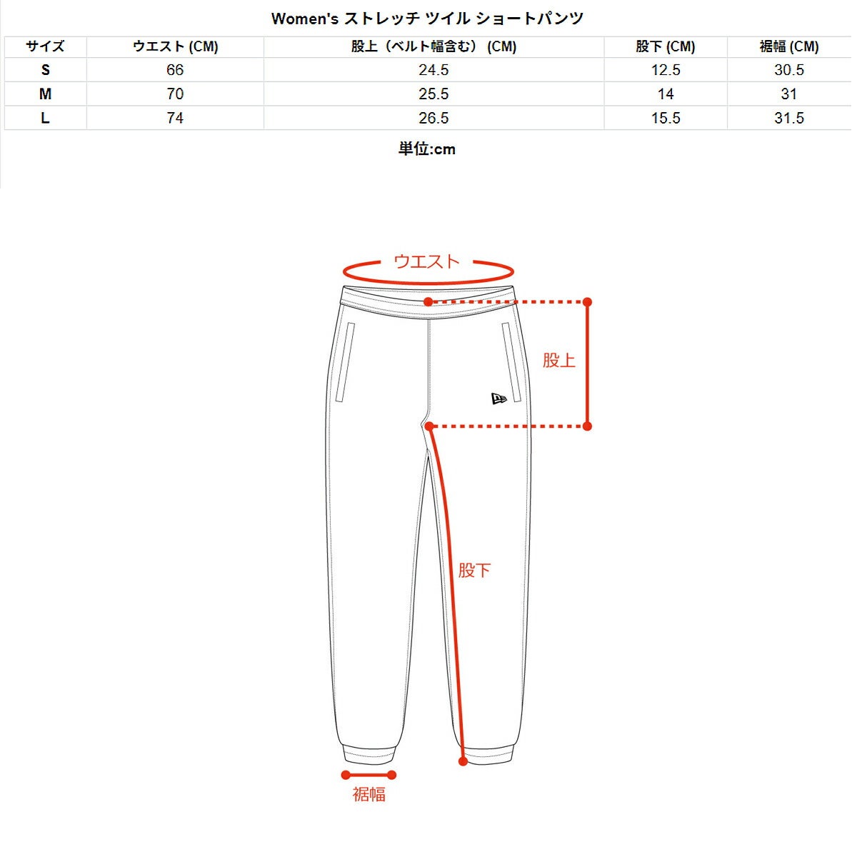 ニューエラ2026年春夏モデルレディースGFWSTRETCHTWILLSPTWHIショートパンツ14859845【26SS】