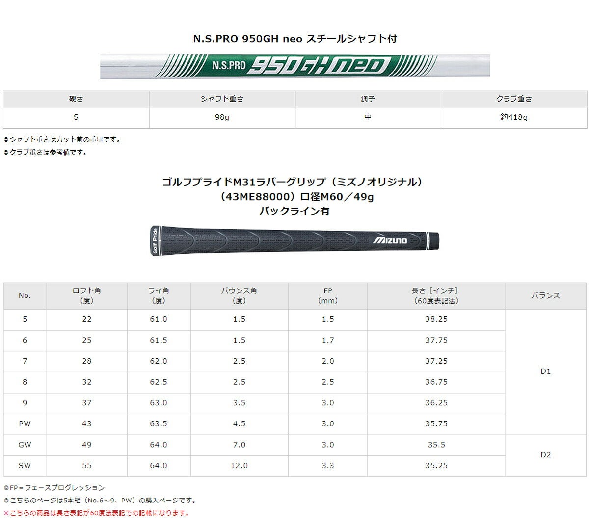 ミズノメンズアイアンJPXS405本組(6-9、PW)NSPRO950GHneoスチールシャフトアイアンセット【26SS】