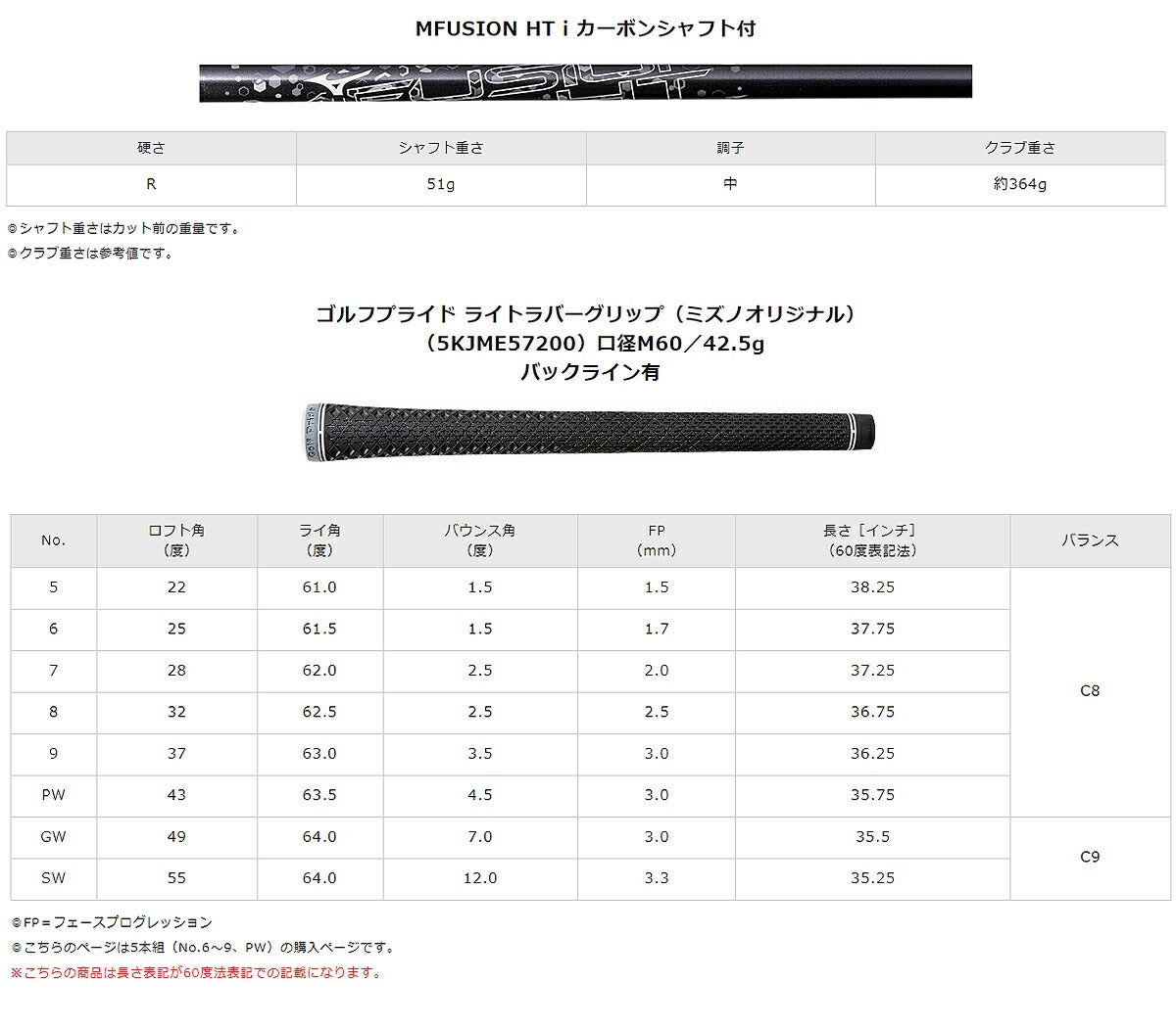 ミズノメンズアイアンJPXS405本組(6-9、PW)MFUSIONHTiカーボンシャフトアイアンセット【26SS】