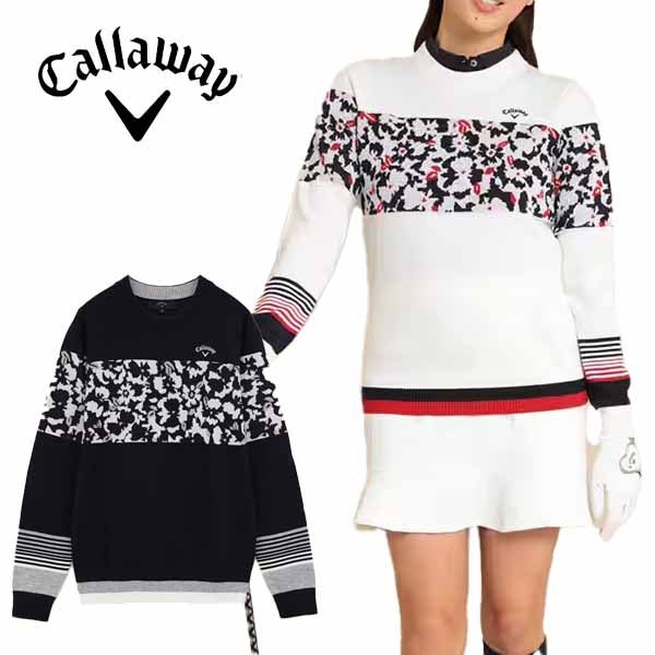 キャロウェイアパレル2023年秋冬モデルレディースフラワージャカードクルーネックニットC23218200Callaway【23】
