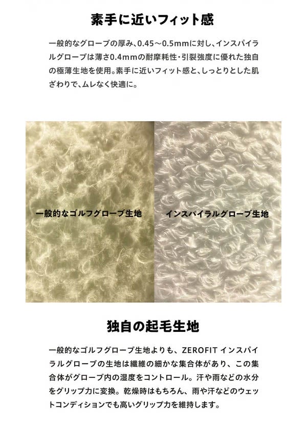 24SSイオンスポーツユニセックスゼロフィットインスパイラルゴルフグローブ右手用右手装着用ZEROFITINSPIRALGLOVES【24】