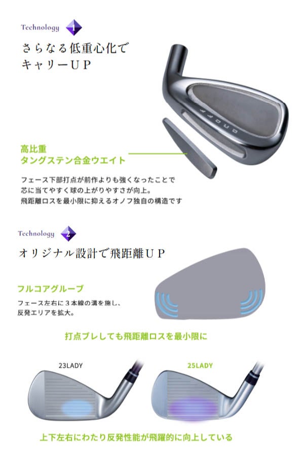 【メーカーカスタム】【カスタムカラー：マゼンタピンク】オノフレディースアイアン4本組(7-9、PW)SMOOTHKICKLP-425Iカーボンシャフトバッチカラー：マゼンタピンクウェイトカラー：パープルONOFF【25】