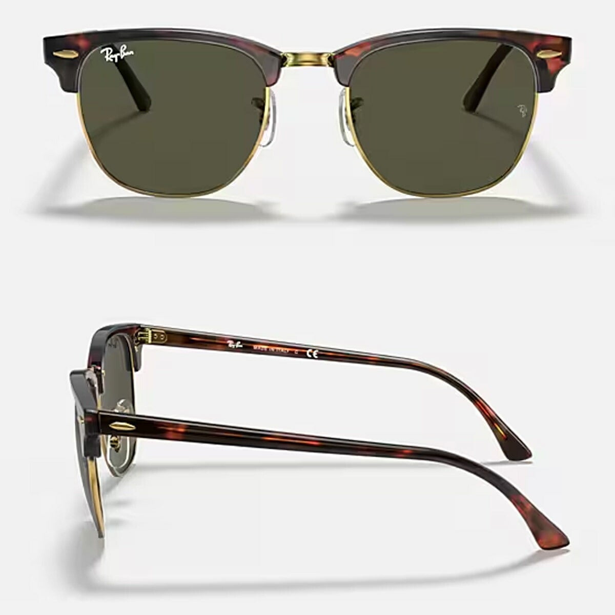 RayBanレイバンユニセックスClubmasterサングラス3016W036651カラー名称：MOCKTORTOISEONARISTA/G-15GREEN【25FW】