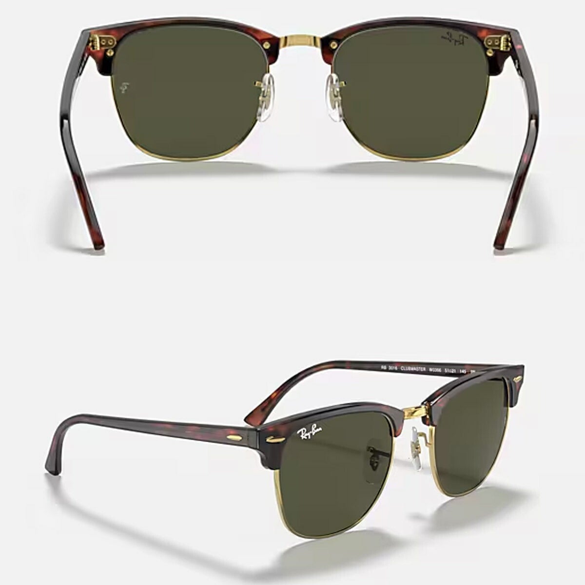RayBanレイバンユニセックスClubmasterサングラス3016W036651カラー名称：MOCKTORTOISEONARISTA/G-15GREEN【25FW】