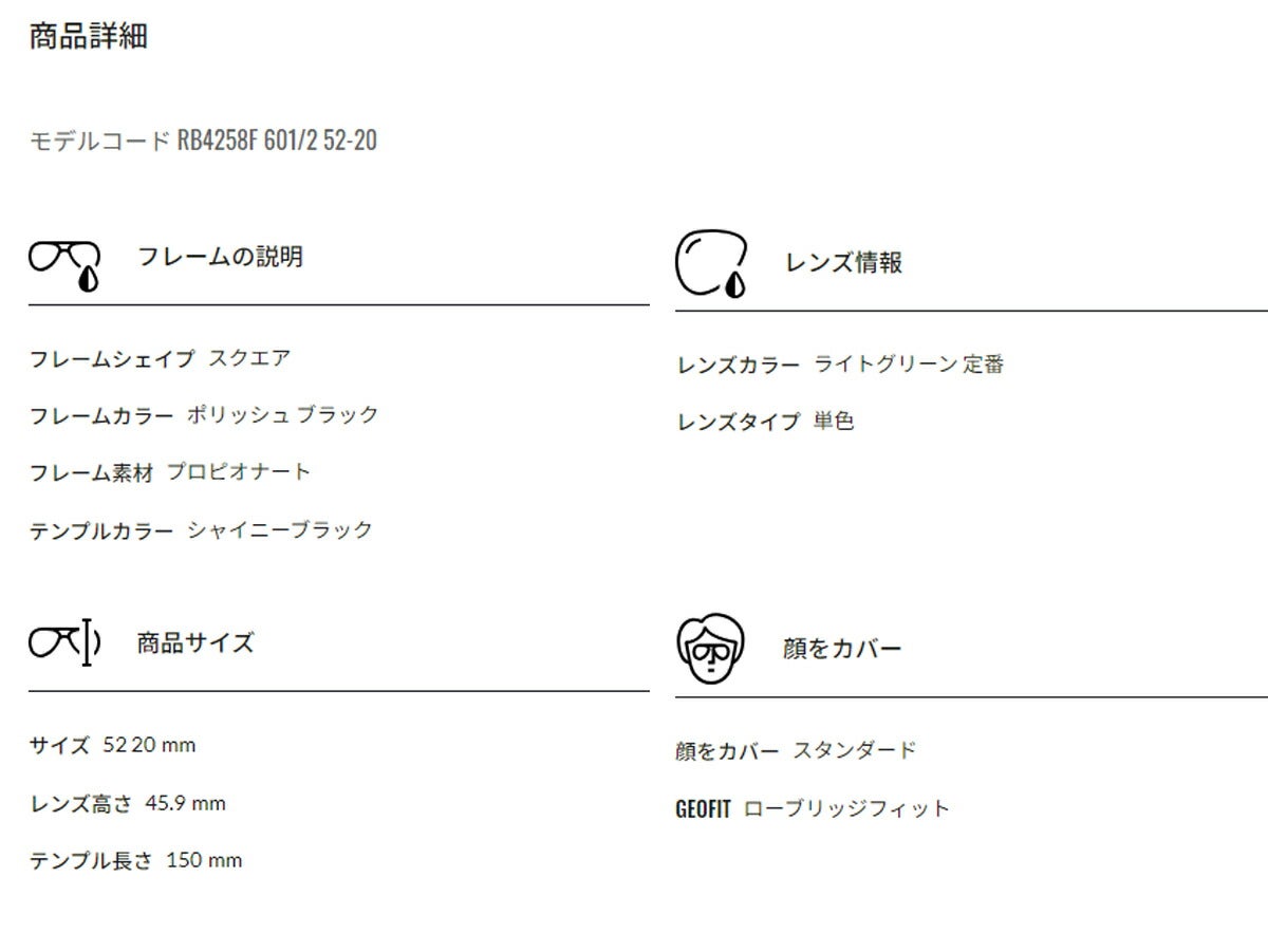 RayBanレイバンユニセックス4258Fサングラス4258F601/252カラー名称：BLACK/LIGHTGREEN【25FW】