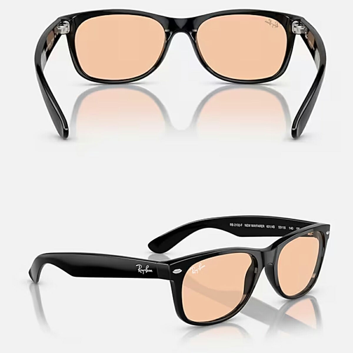 RayBanレイバンユニセックスNewWayfarerサングラス2132F601/4B55カラー名称：BLACK/PINK【25FW】