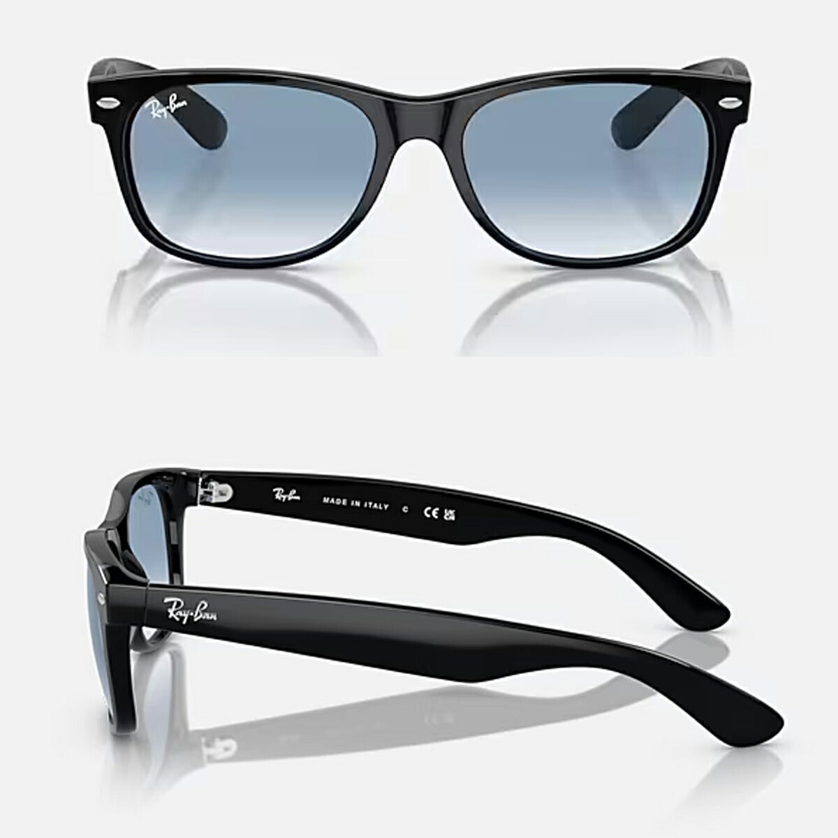 RayBanレイバンユニセックスNewWayfarerサングラス2132F901/3F55カラー名称：BLACK/CLEARGRADIENTBLUE【25FW】