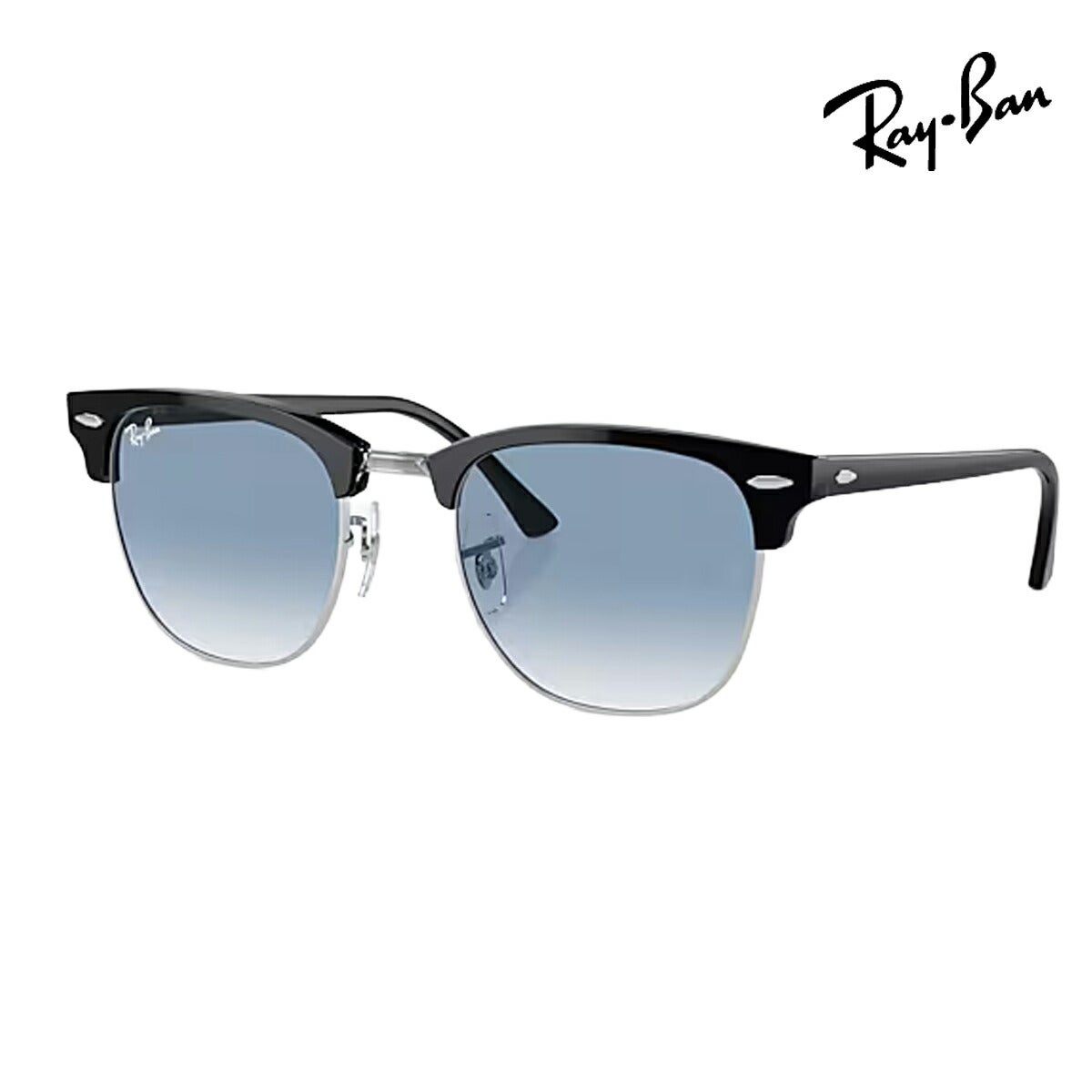 RayBanレイバンユニセックスClubmasterサングラス301613543F51カラー名称：BLACKONSILVER/CLEARGRADIENTBLUE【25FW】