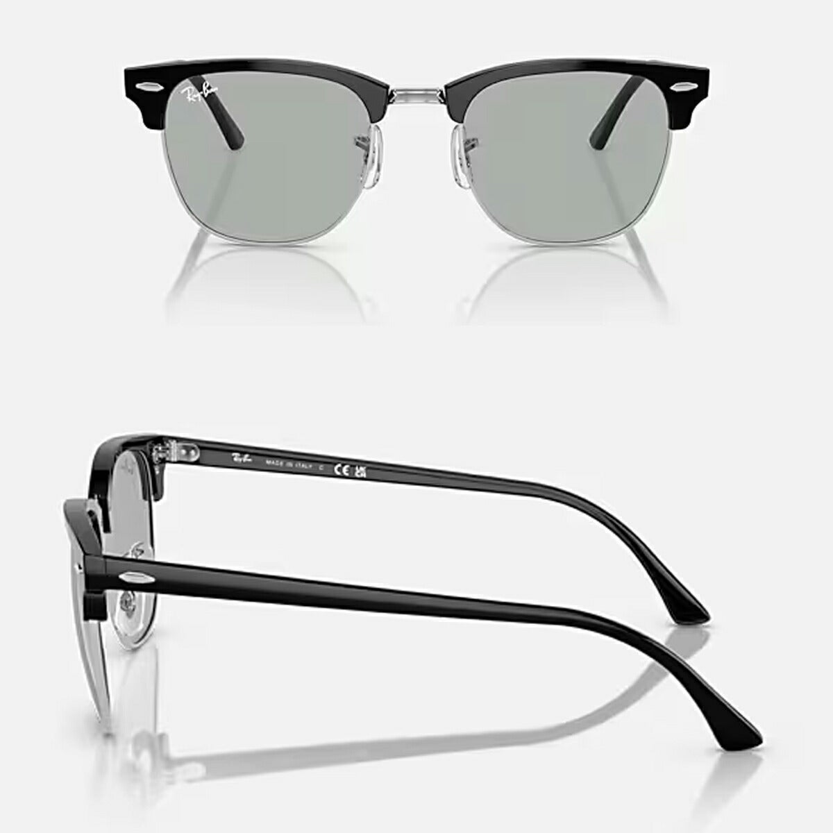 RayBanレイバンユニセックスClubmasterサングラス30161354R551カラー名称：BLACKONSILVER/LIGHTGREY【25FW】