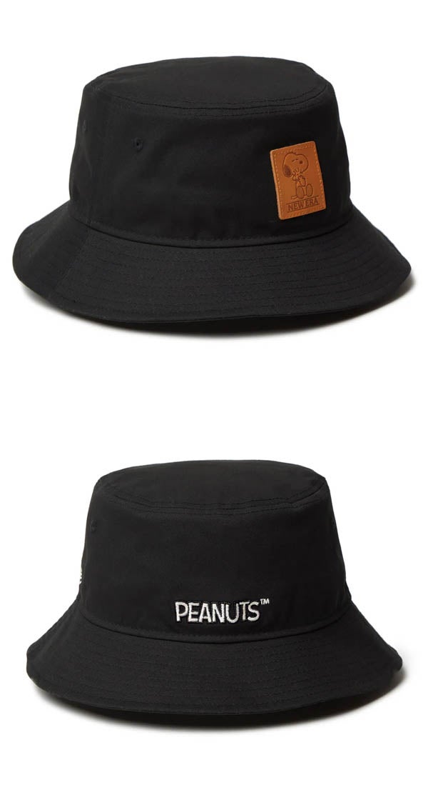 ニューエラ2024年秋冬モデルメンズBUCKET01PEANUTSLEATHERPATCHハット14344524NEWERA【24】