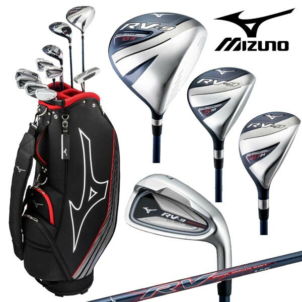 ミズノメンズゴルフクラブ10本組(1W、5W、4U、I6-9、PW、SW)RV-9キャディーバッグ付【25】