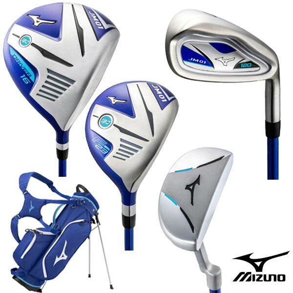 ミズノジュニアJM01120タイプゴルフクラブ6本組(W1、FW5、I7、I9、SW、PT）EXSARforJRカーボンシャフトキャディーバッグ付属【25】