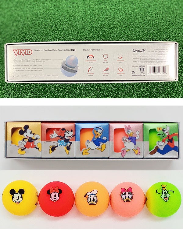 VolvikボルビックVIVIDMICKEY&FRIENDSアソートパックゴルフボール5球【22】ゴルフボール