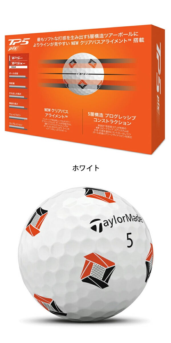 テーラーメイドTP5pixゴルフボール1ダースTaylorMade【24】