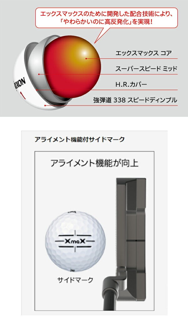 24SSダンロップメンズスリクソンXMAXゴルフボール1ダースSRIXON【24】