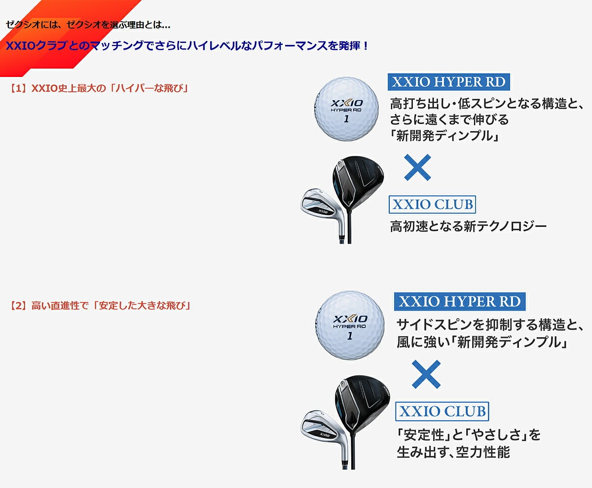ダンロップゼクシオHYPERRDハイパーアールディーゴルフボール半ダース(6球)【25FW】