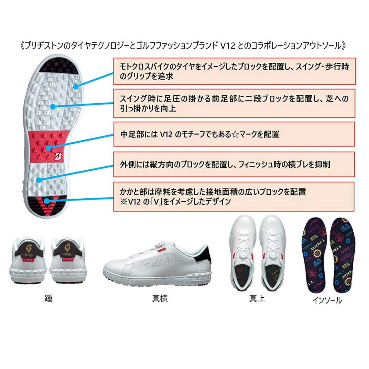 ブリヂストン×V22025年秋冬モデルユニセックスブリヂストンゴルフ×V12STZSP-BITERBOAスパイクレスゴルフシューズ3E相当防水SHG5VT【25】