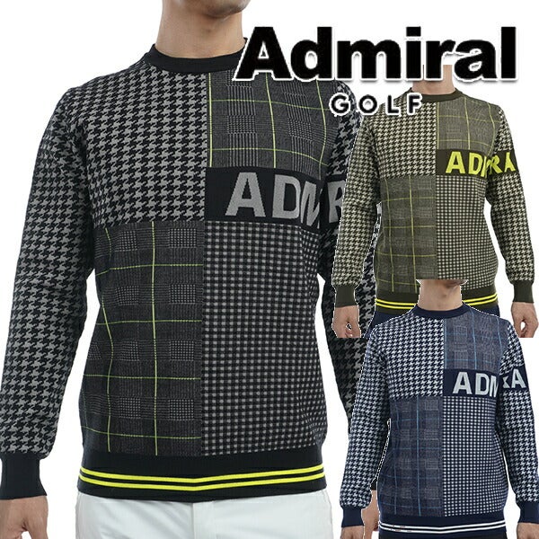 アドミラル2024年秋冬モデルメンズツイーディーパターンミックスクルーネックADMA489AdmiralGOLF【24】