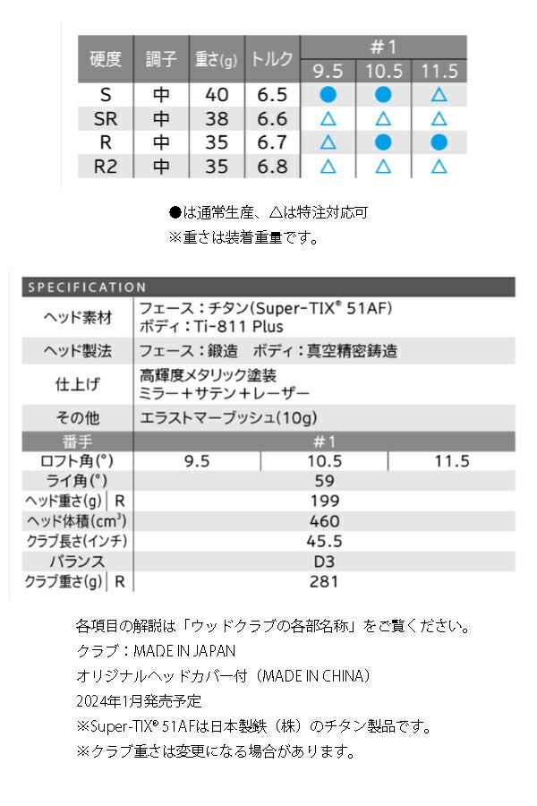 【レフティ／左利き用】24SSダンロップメンズXXIO13ゼクシオサーティーンドライバーMP1300カーボンシャフトXXIO13ゼクシオ13【24】