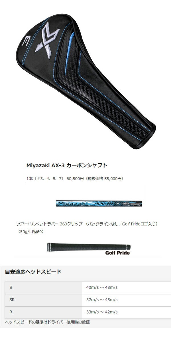 ダンロップメンズゼクシオエックスフェアウェイウッドMiyazakiAX-3カーボンシャフトXXIO13ゼクシオ13【24】