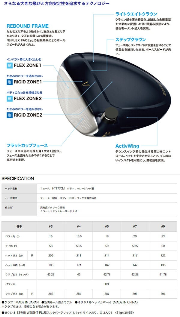 ダンロップメンズXXIO13ゼクシオサーティーンフェアウェイウッドMP1300カーボンシャフトXXIO13ゼクシオ13ネイビー【24】