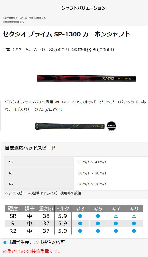 ダンロップメンズゼクシオプライムフェアウェイウッドSP-1300カーボンシャフトXXIO【25】