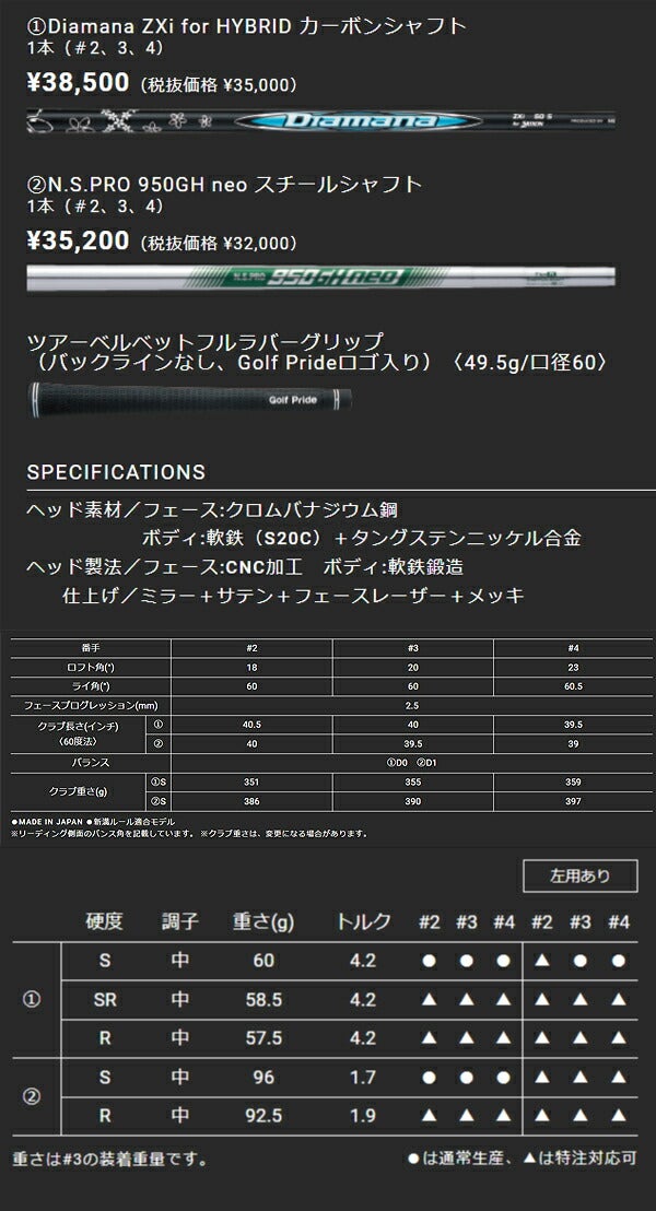 【特注】【レフティ／左利き用】ダンロップメンズスリクソンZXiユーティリティーアイアンDiamanaZXi60forHYBRIDカーボンシャフト【24】