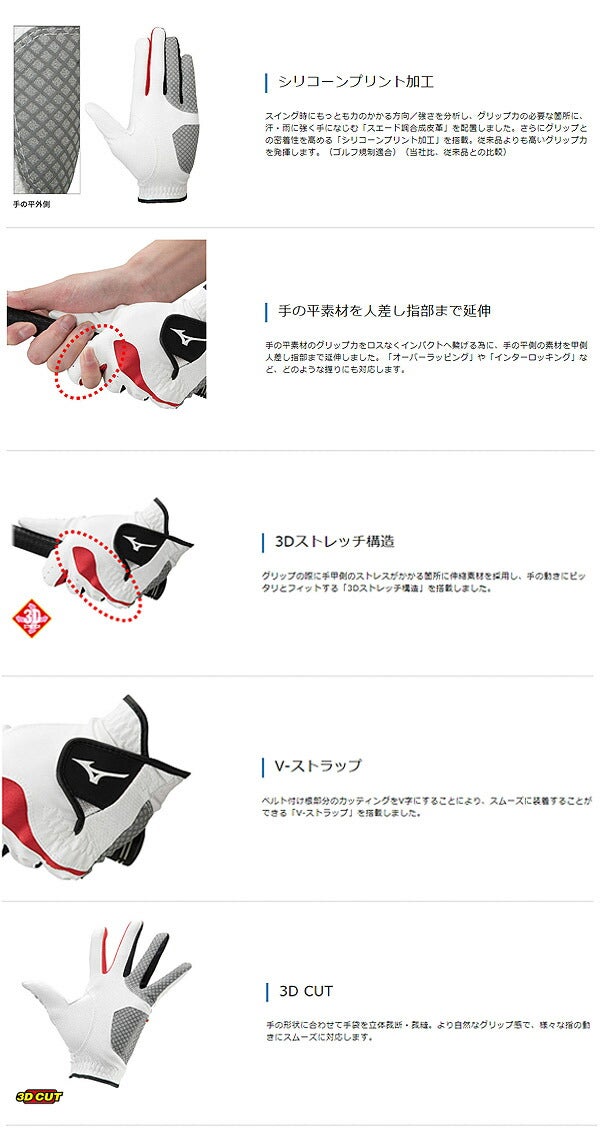 ミズノメンズコンフィグリップ左手用ゴルフグローブ5MJML253【22】MIZUNO左手装着用