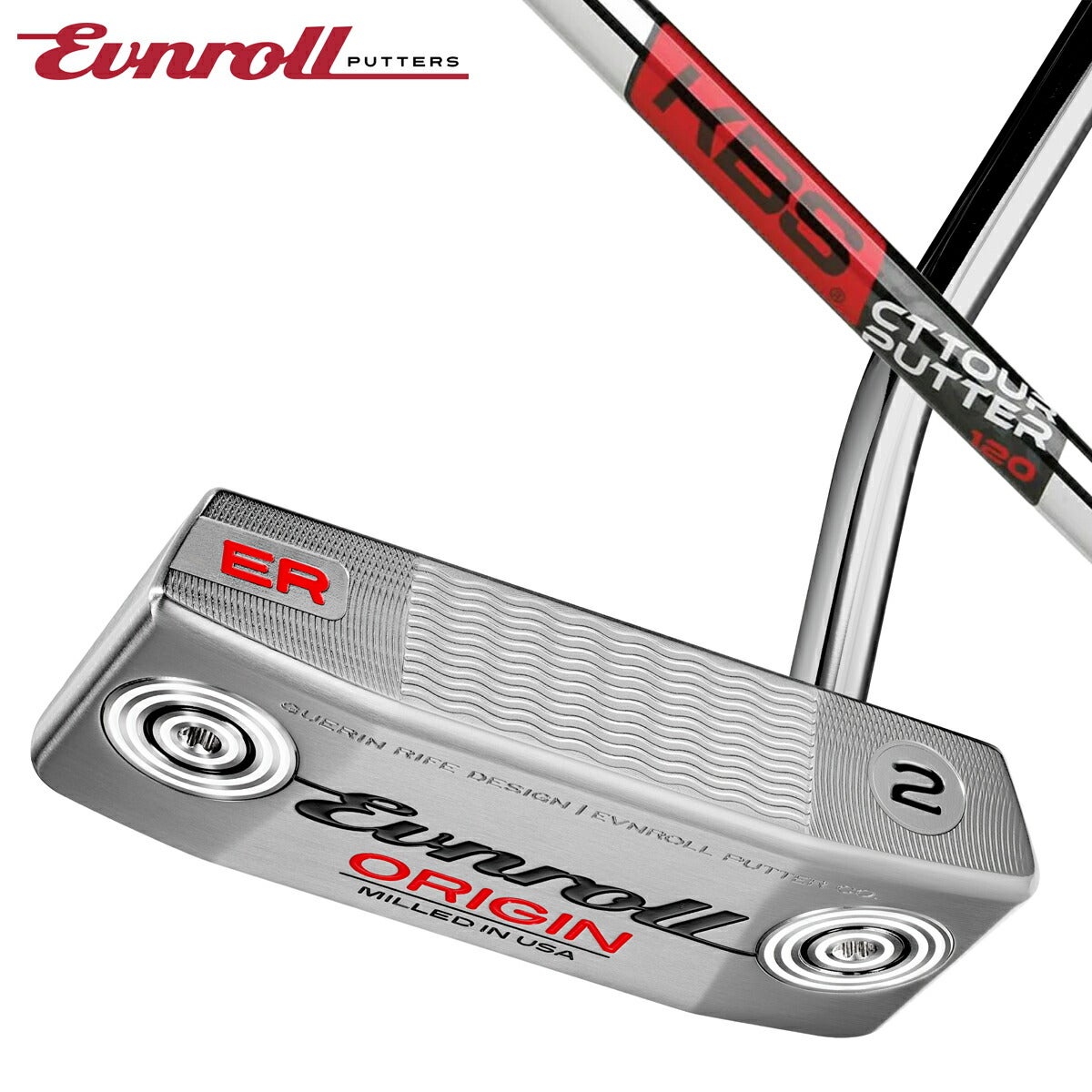 EVNROLLメンズイーブンロールORIGINシリーズパターER2MidBladeKBSCTツアーパター120ステップレス0.370スチールシャフトEVNROLLツアータックネオブラックグリップ【26SS】