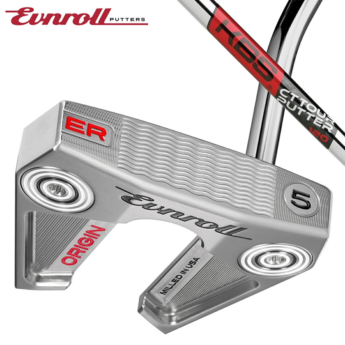 EVNROLLメンズイーブンロールORIGINシリーズパターER5WingedMid-MalletKBSCTツアーパター120ステップレス0.370スチールシャフトEVNROLLツアータックネオブラックグリップ【26SS】