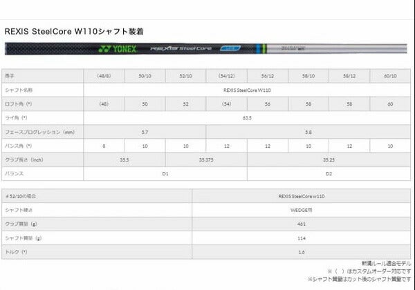 ヨネックスメンズイーゾーンW501ウェッジREXISSteelCoreW110カーボンシャフト【23】