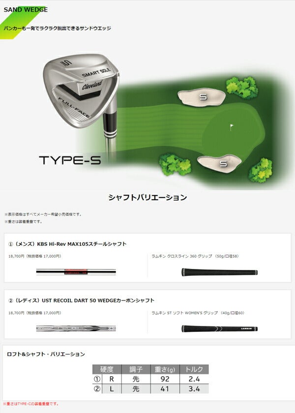24SSダンロップメンズクリーブランドスマートソールFULL-FACETYPE-SウェッジKBSHi-RevMAX105スチールシャフトClevelandGolf【24】