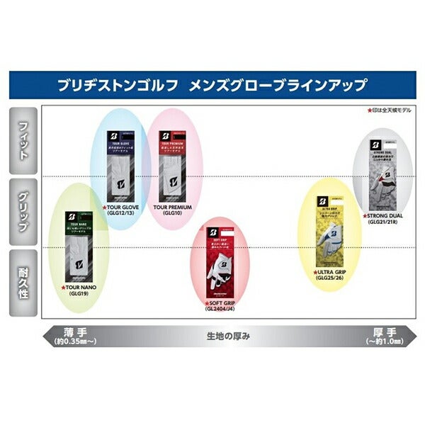 24FWブリヂストンゴルフメンズSOFTGRIPゴルフグローブ左手用GL2404