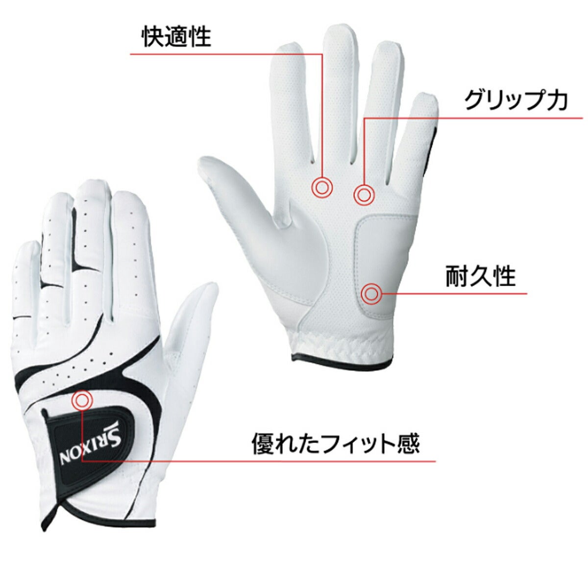 ダンロップメンズスリクソンゴルフグローブ左手用合成皮革＋天然皮革GGG-S031【25】