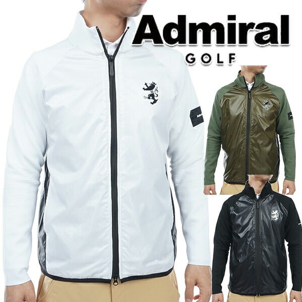 アドミラルゴルフ2023年秋冬モデルメンズハイブリッドビッグランパントフルジップニットジャケットADMA380AdmiralGOLF【23】