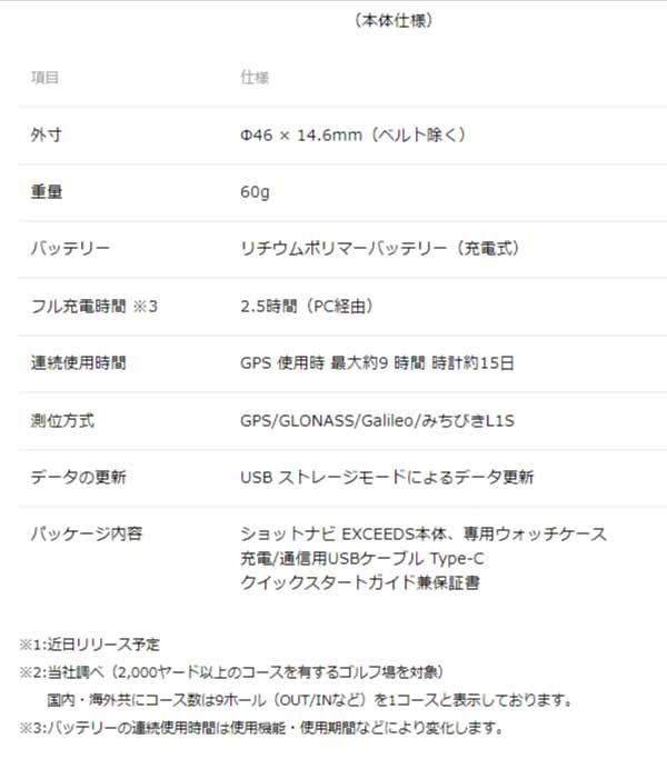 24SSショットナビEXCEEDS腕時計ゴルフナビ【24】