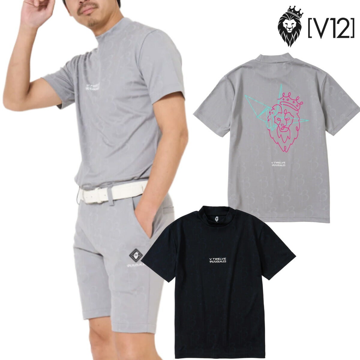 V122026年春夏モデルメンズV12113DUALMOCKモックネック半袖シャツV122611-MK22【26SS】