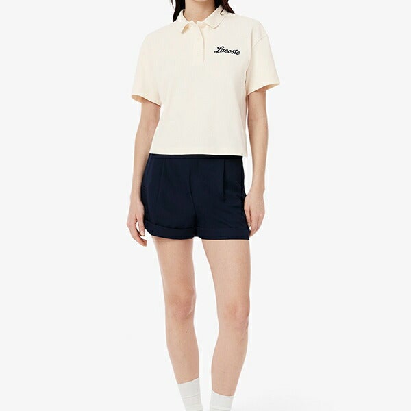 ラコステ2025年春夏モデルレディースショート＆ワイドゴルフ半袖ポロシャツPF8601-10LACOSTE【25】