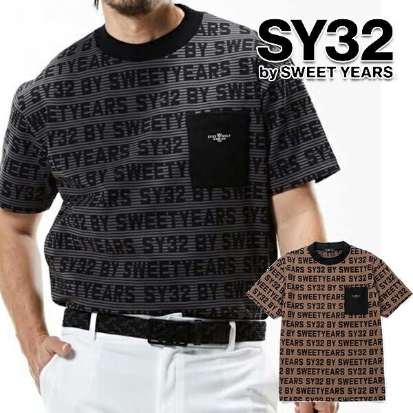 SY322025年春夏モデルメンズSYGJQLOGOBORDERモックネック半袖シャツSYG-25S014【25】