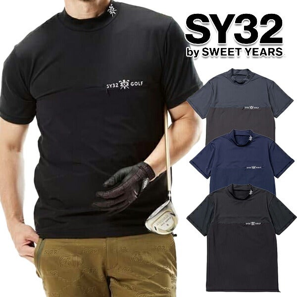 SY322025年春夏モデルメンズWOVENCOMBINATIONモックネック半袖シャツSYG-25S031【25】