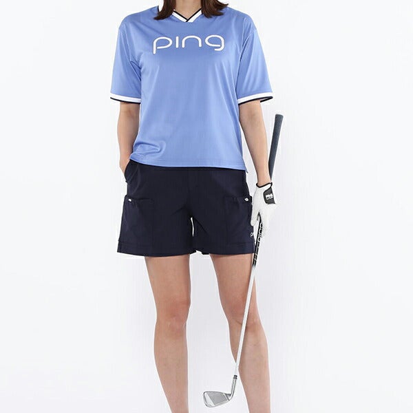 Ping レディースショートパンツ ネイビー 622-5132300 タグ付き ピンアパレル 2025年春夏モデル レディース 二重織 ショートパンツ 622