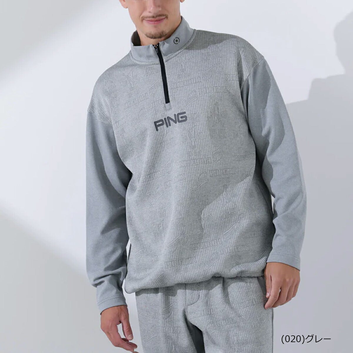 ★10/2524H限定！最大１万ポイントバック♪※要エントリー★ピンアパレル2025年秋冬モデルメンズキルトジャカードハーフジップカットソー621-5241001【25】