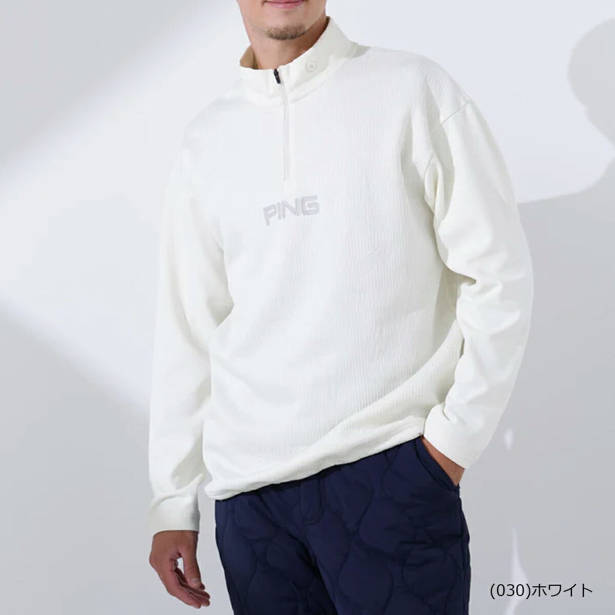 ★10/2524H限定！最大１万ポイントバック♪※要エントリー★ピンアパレル2025年秋冬モデルメンズキルトジャカードハーフジップカットソー621-5241001【25】