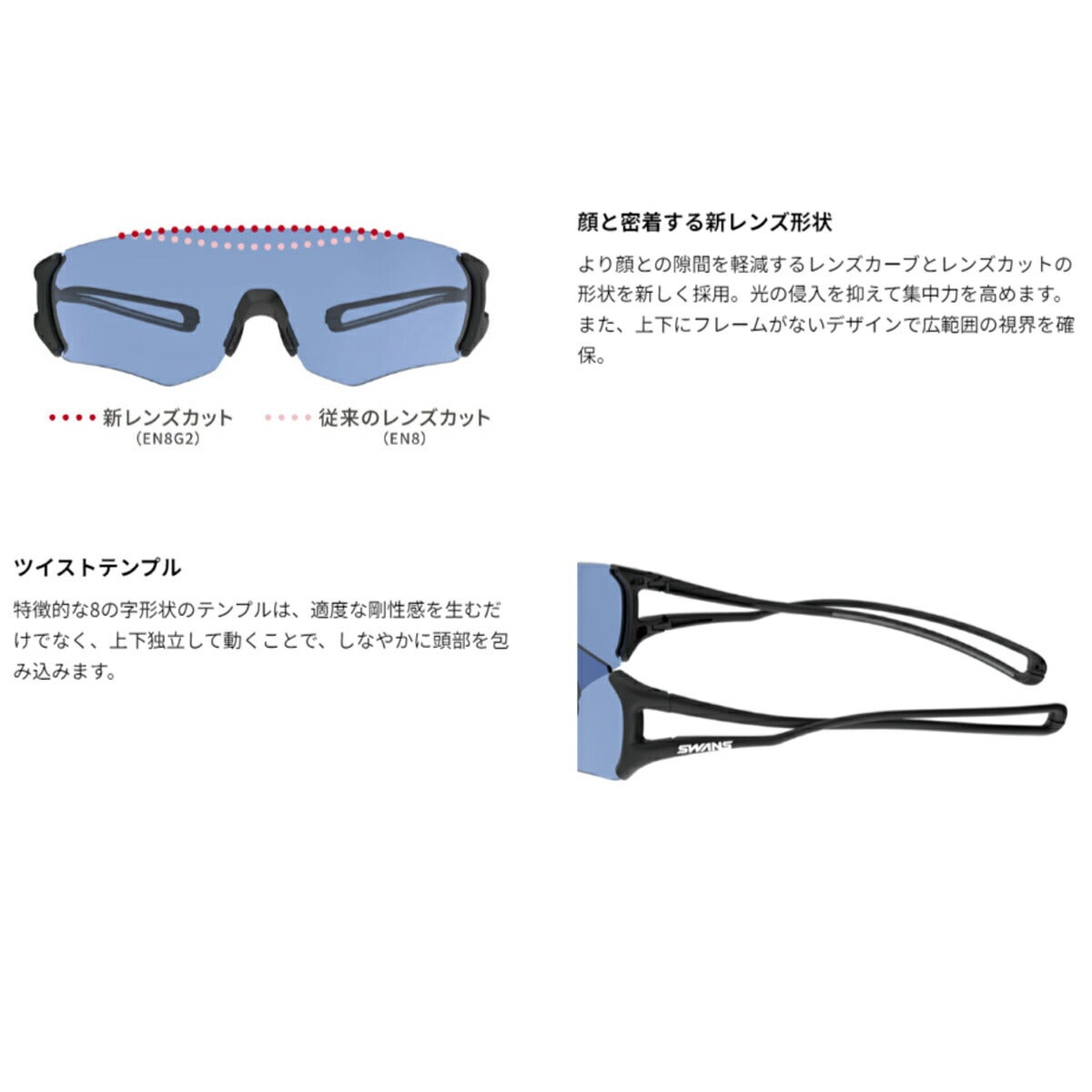 スワンズE-NOXEIGHT8G2スポーツ用サングラスEN8G2-0067【フレームカラー】マットネイビー×マットネイビー【レンズカラー】偏光ULTRAアイスブルー【サイズ】138×47mm【可視光線透過率】28％【26SS】