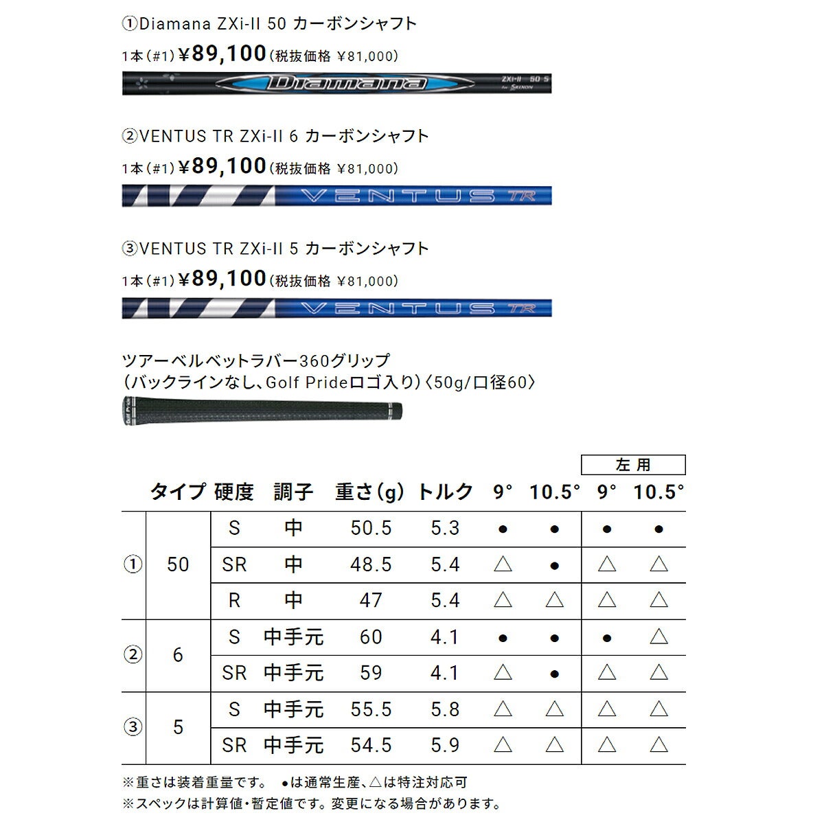 ダンロップメンズスリクソンZXiRKTドライバーVENTUSTRZXi-II6カーボンシャフトゴルフプライドツアーベルベットラバー360グリップ(バックライン無し/50g/M60)【26FW】