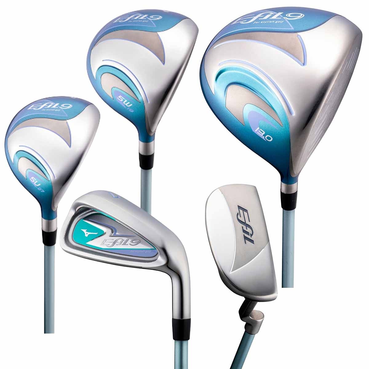 ミズノレディースエフィルEFIL-9初心者ゴルフクラブ8本セット（ドライバー、FW5番、UT5番、アイアン7,9,PW,SW、パター）キャディバッグ付属（9型、2.3kg、47インチ対応）ネームプレート付属刻印不可【26FW】