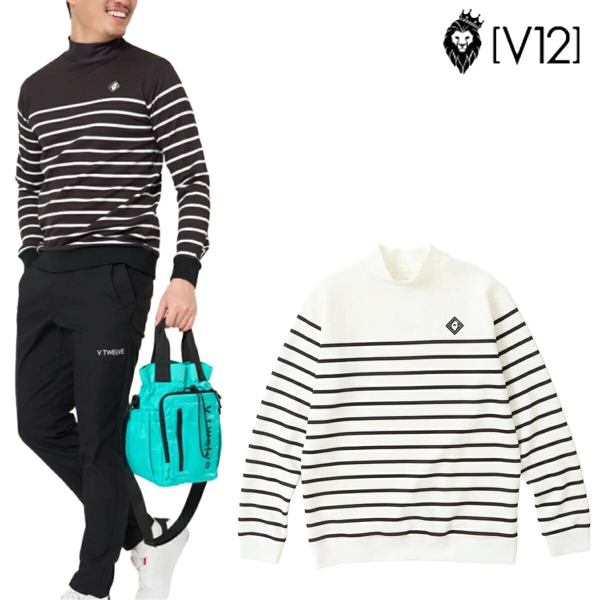V122026年秋冬モデルメンズBORDERL/SMOCKモックネック長袖シャツV122620-MK05【26FW】